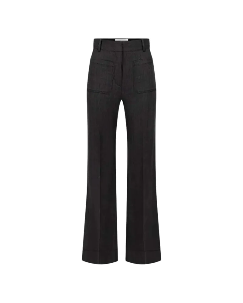 Victoria Beckham Patch-pocket Wide-leg Trousers Grey