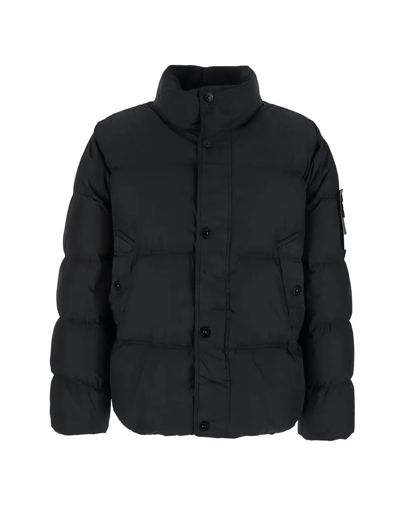 Stone Island Button Puffer Jacket Black