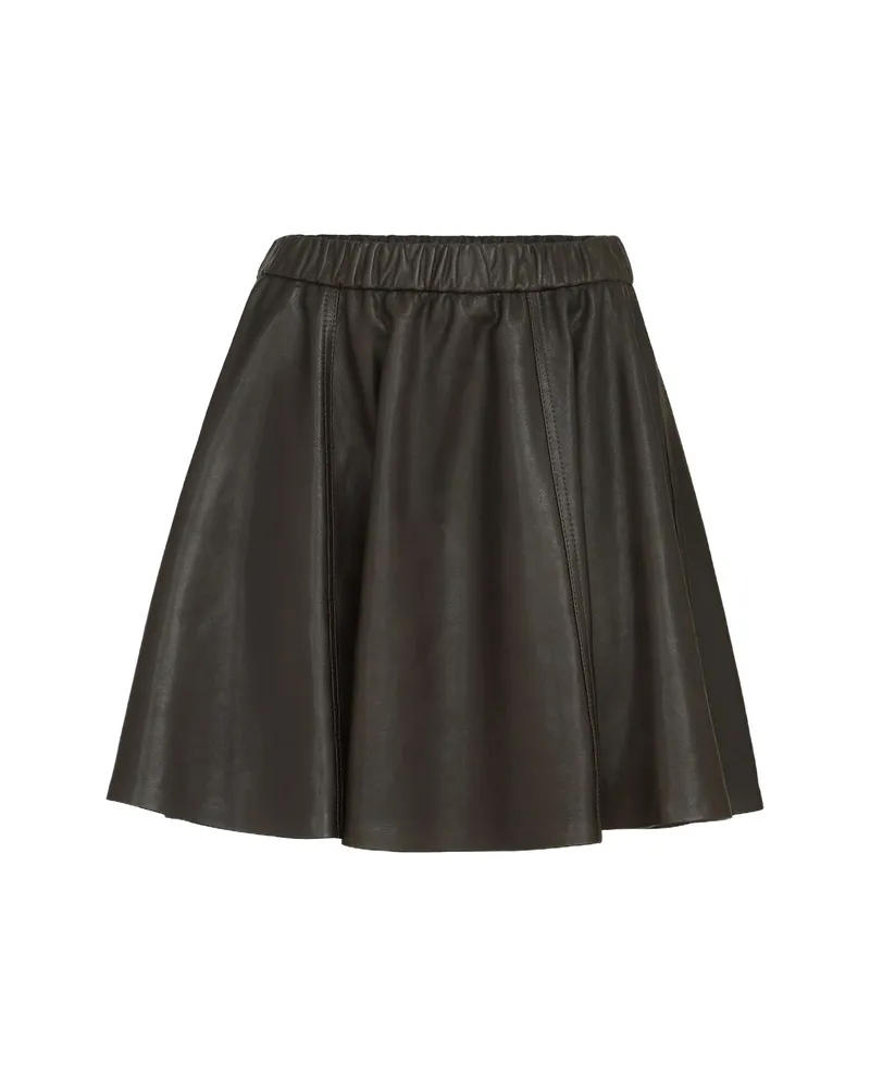 Brunello Cucinelli Polished Nappa-leather Mini Circle Skirt Brown