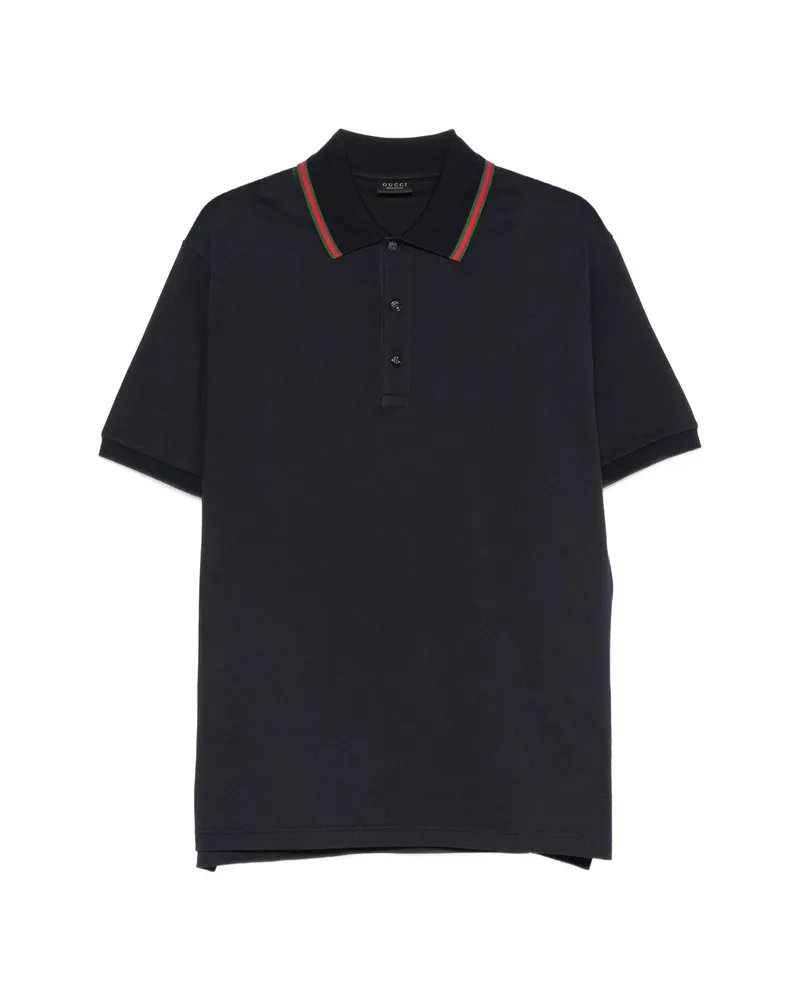 Gucci Web-stripe Piqué Polo Shirt Blue