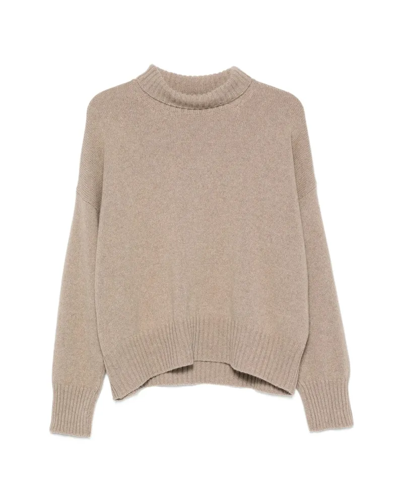 ARAGONA Turtleneck Ribbed-trim Sweater Neutrals