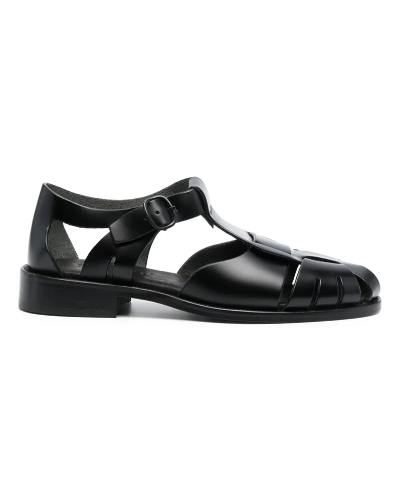 HEREU Pesca Cut-out Leather Sandals Black