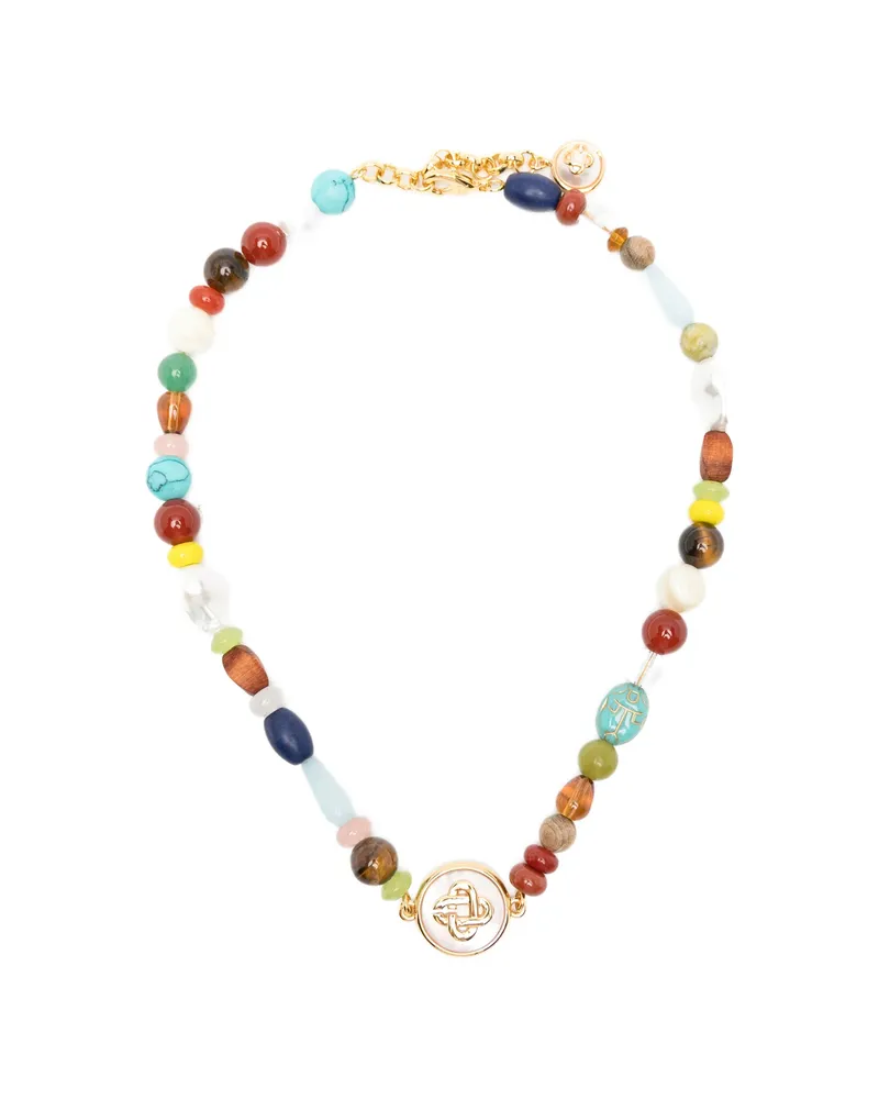 Casablanca Paris Logo-pendant Beaded Necklace Gold