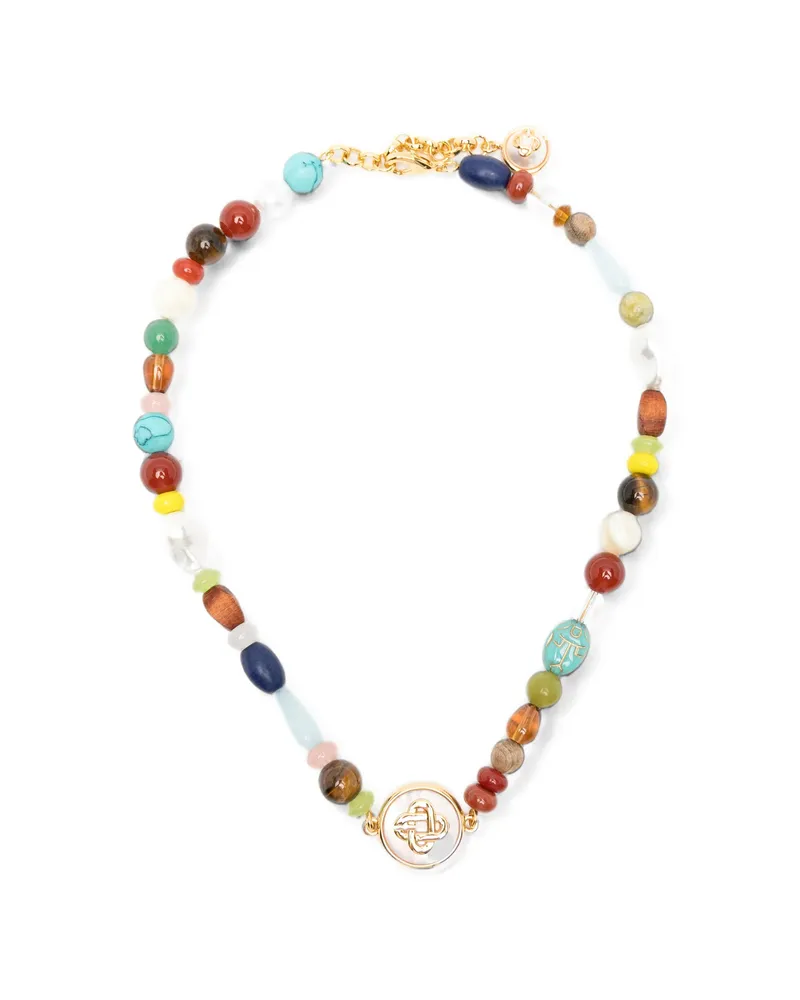 Casablanca Paris Logo-pendant Beaded Necklace Gold