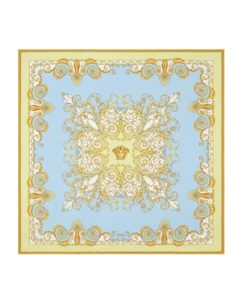 Versace Spring Barocco Printed Silk Scarf Blue