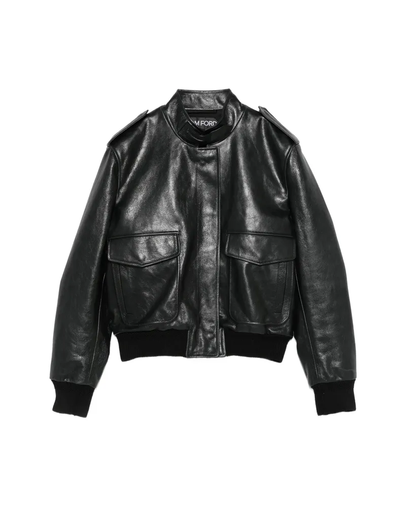 Tom Ford Epaulette-detail Leather Jacket Black
