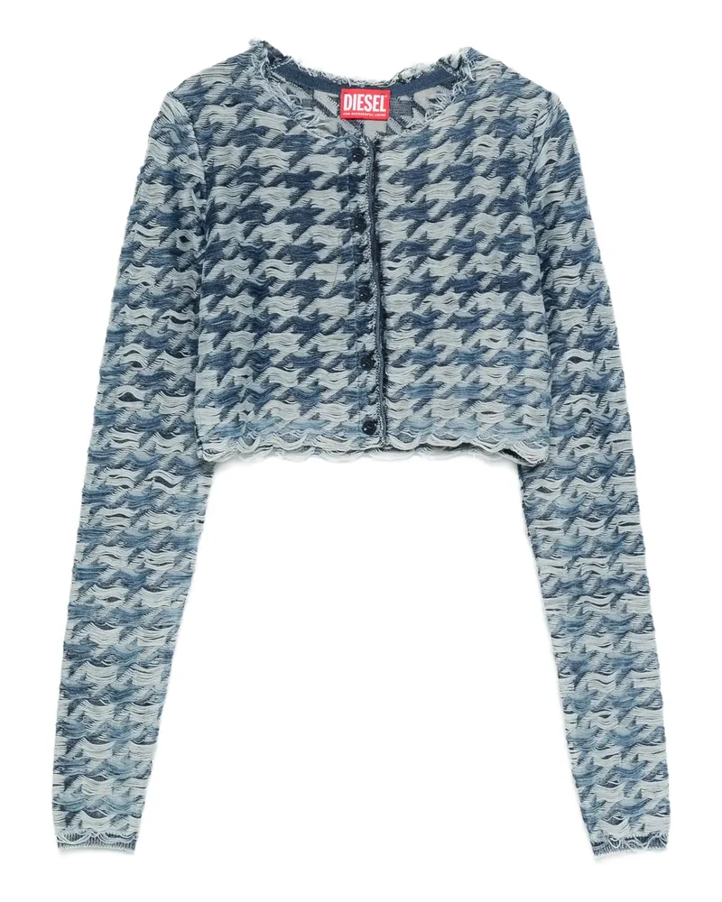 Diesel Houndstooth-pattern Cardigan Blue