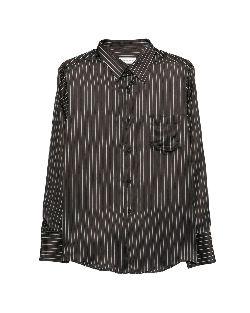 Ernest W. Baker Striped Pocket Shirt Black
