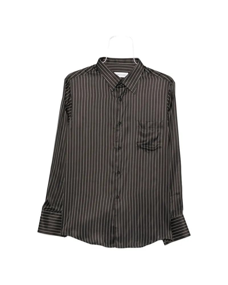 Ernest W. Baker Striped Pocket Shirt Black