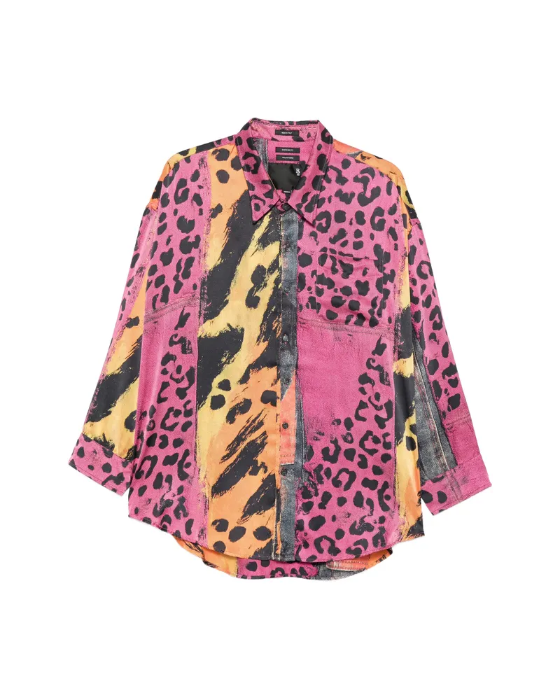 R13 Animal-print Panelled Shirt Pink