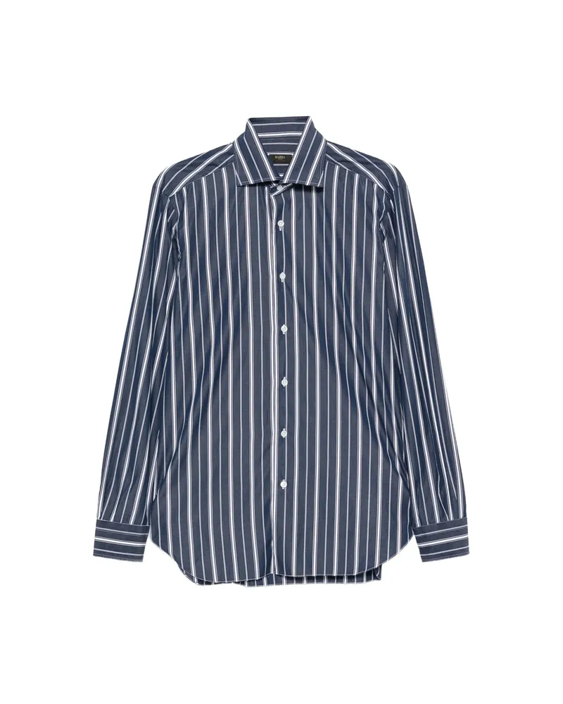 BARBA Vertical-stripe Shirt Blue