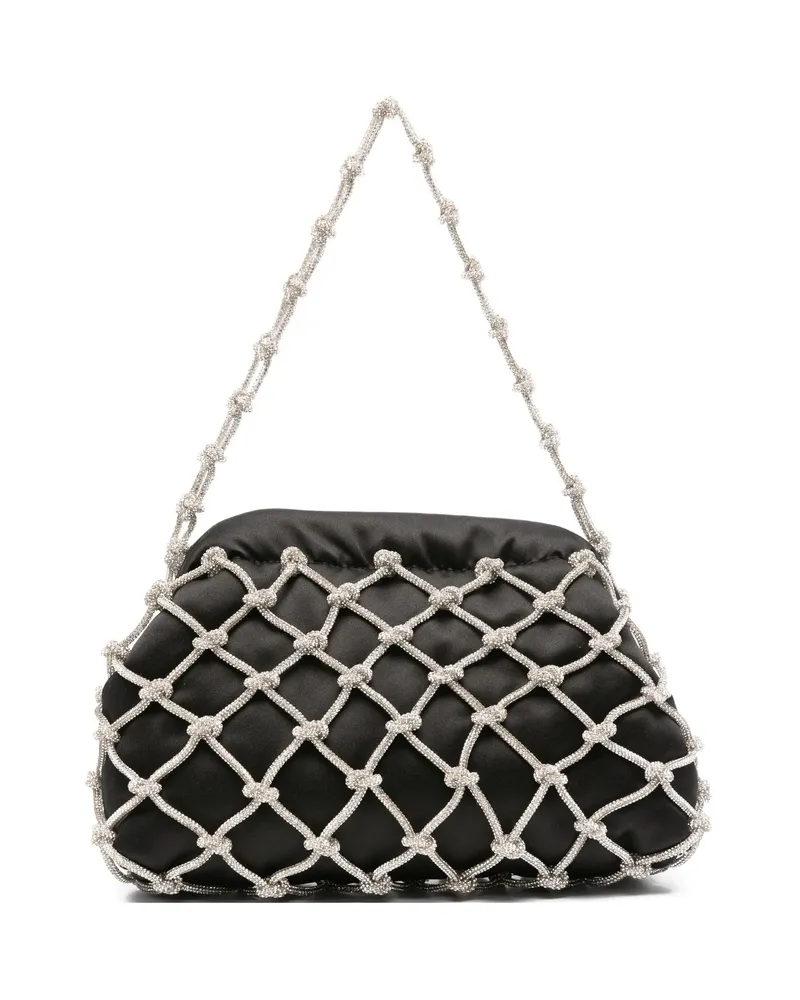 Rosantica Crystal-embellished Satin Clutch Black