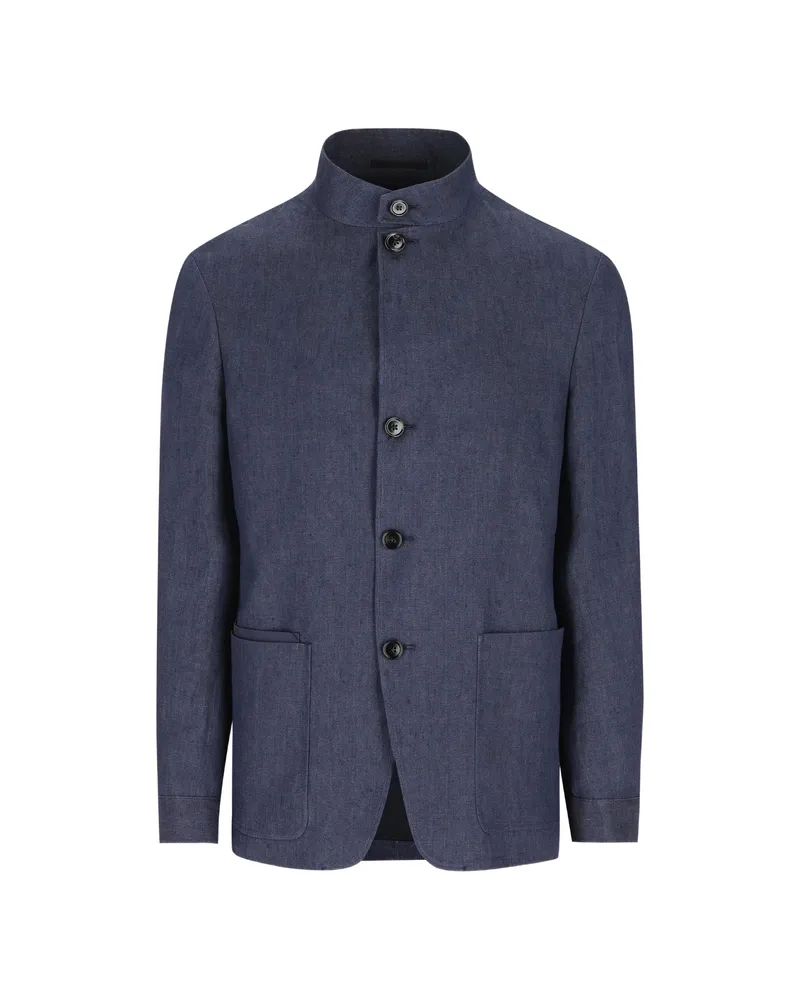 Ermenegildo Zegna Mandarin-collar Jacket Blue