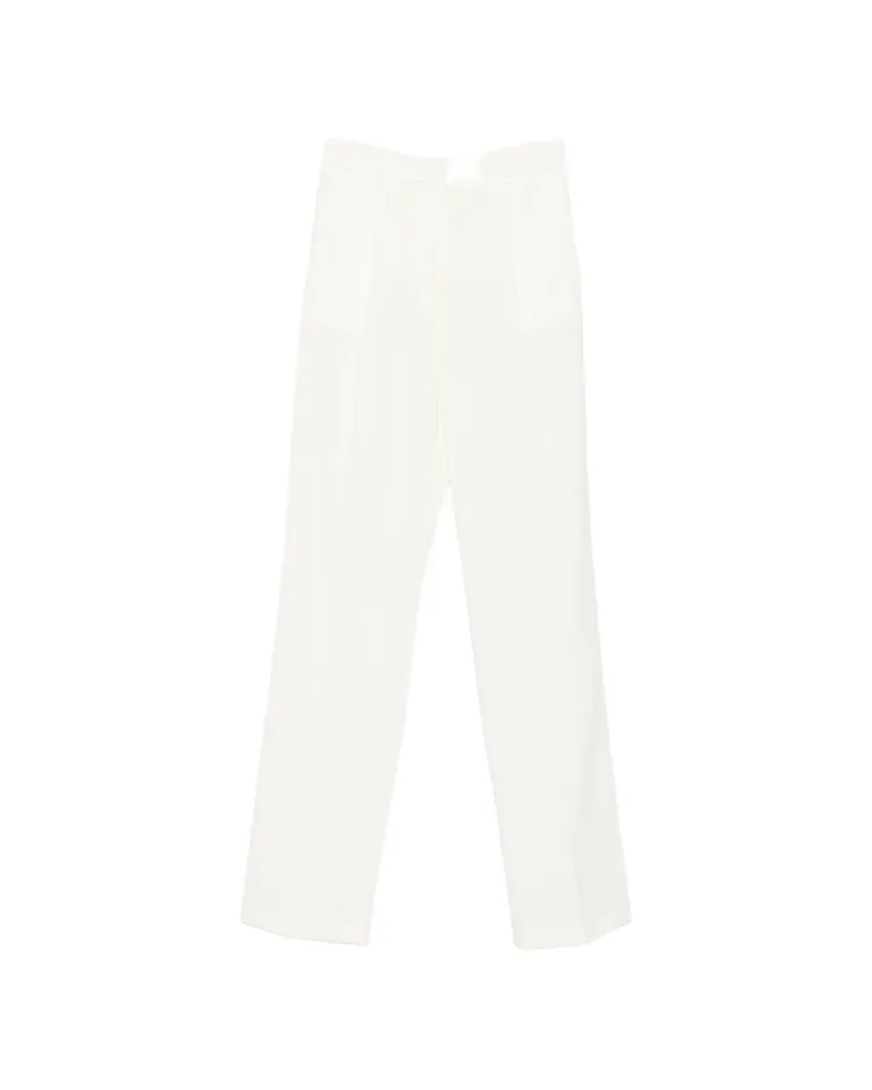 Elisabetta Franchi Pressed-crease Straight-leg Trousers White