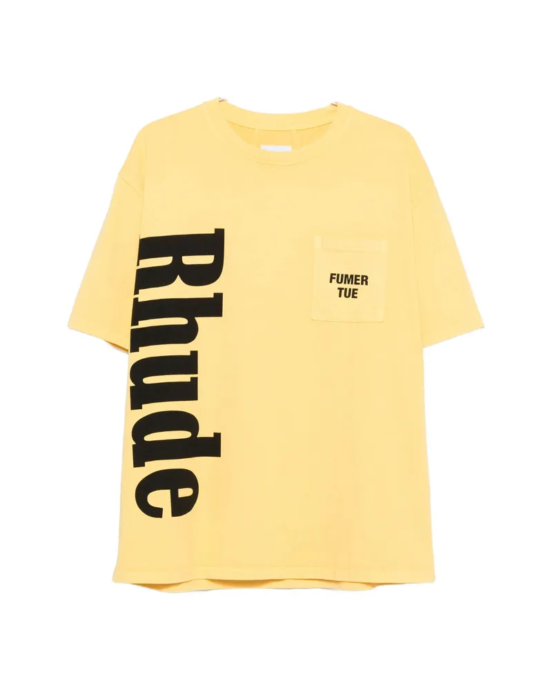 RHUDE Logo-print Pocket T-shirt Yellow