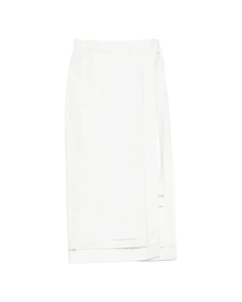 TELA Embroidered Midi Skirt White