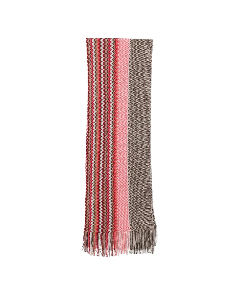 Missoni Zigzag-pattern Fringed Scarf Pink