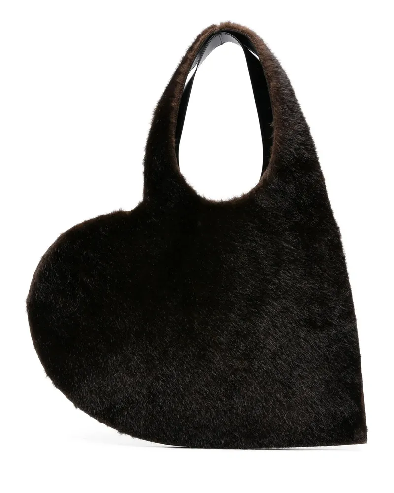 COPERNI Heart-shaped Fur Tote Bag Brown