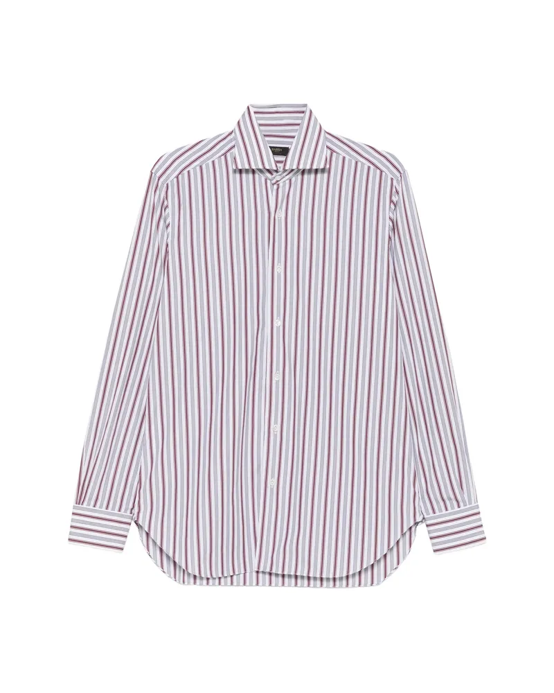 BARBA Vertical-stripe Spread-collar Shirt White