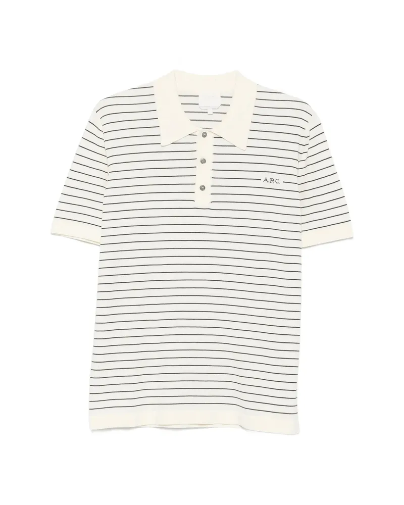 A.P.C. A. p.c. Striped Short-sleeve Polo Shirt Neutrals