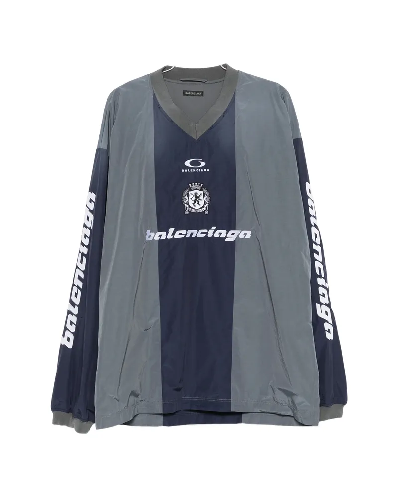 Balenciaga Striped Logo Jacket Blue