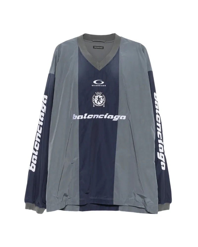 Balenciaga Striped Logo Jacket Blue