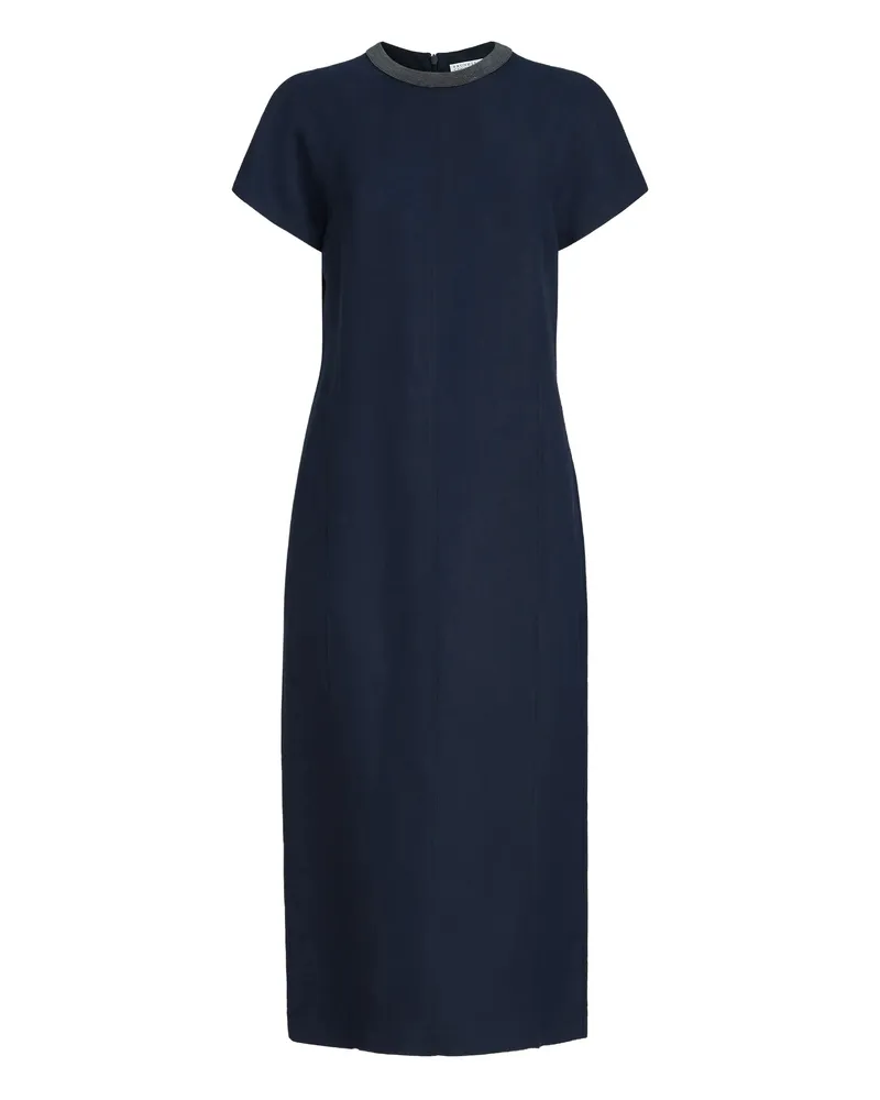 Brunello Cucinelli Embellishement-collar Midi Dress Blue