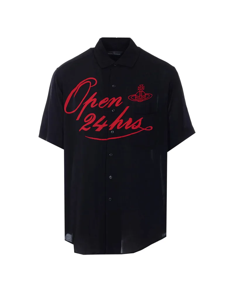 Vivienne Westwood Print Short Bowling Shirt Black