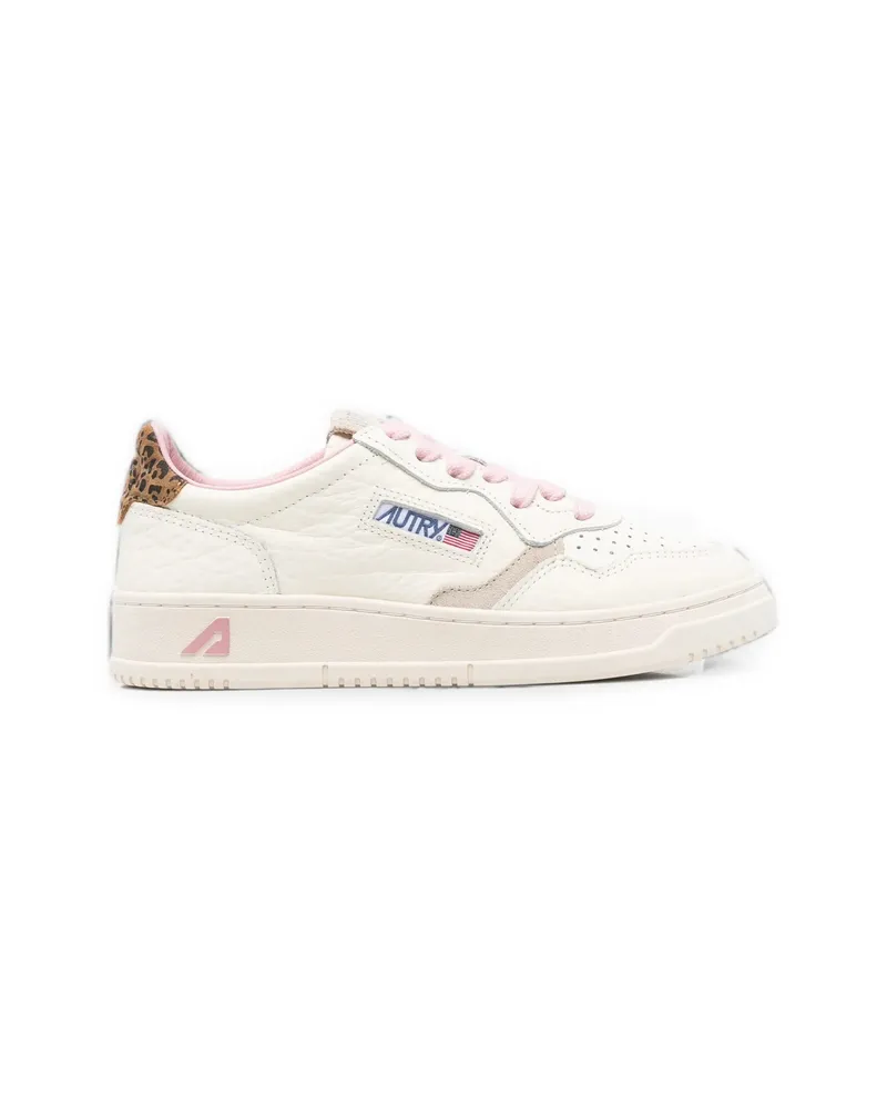 AUTRY Medalist Low Leopard-print Panelled Sneakers Neutrals