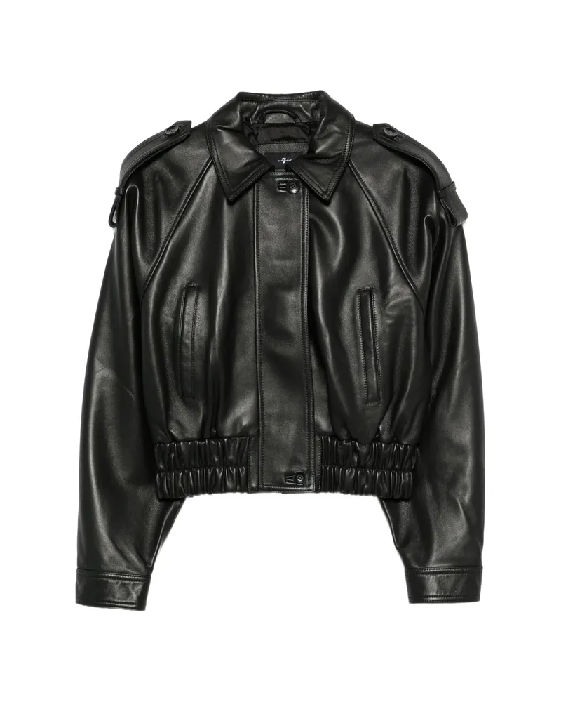 7 for all mankind Elasticated-waist Leather Jacket Black