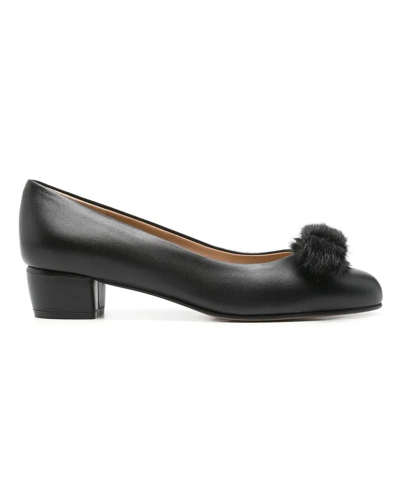 Ferragamo 30mm Leather Ballet Flats Black