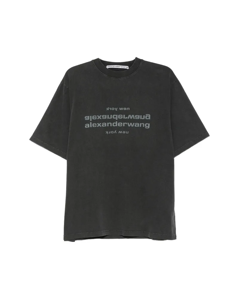 Alexander Wang Logo-print Cotton T-shirt Grey