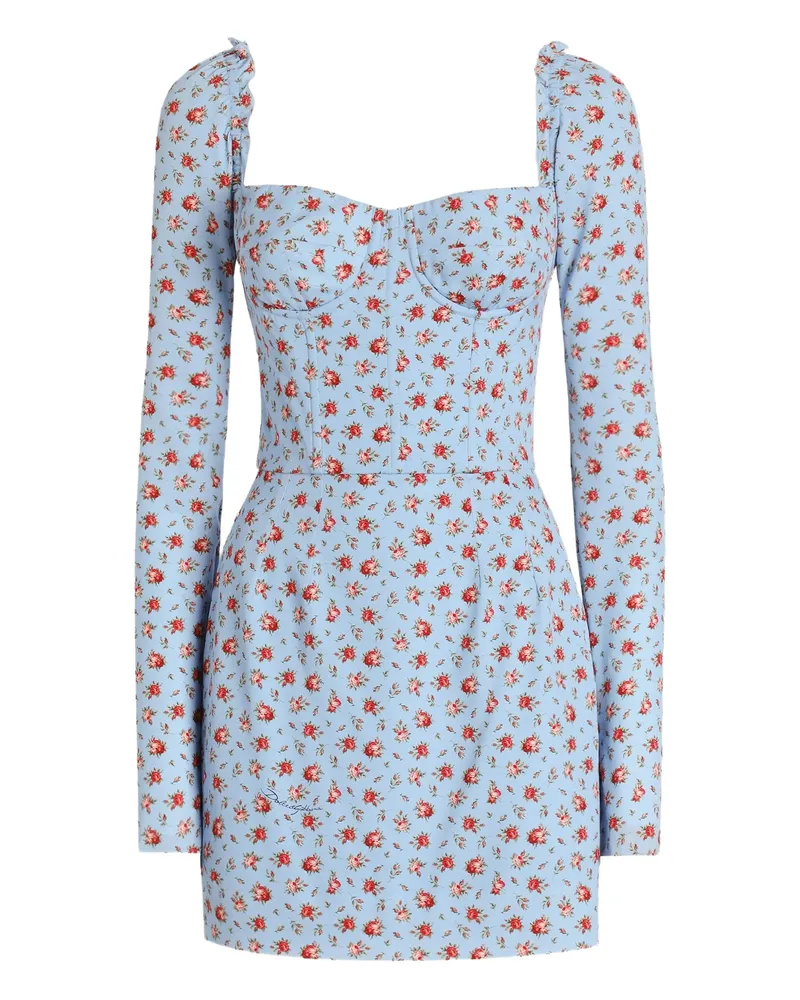 Dolce & Gabbana Long-sleeve Floral Dress Blue