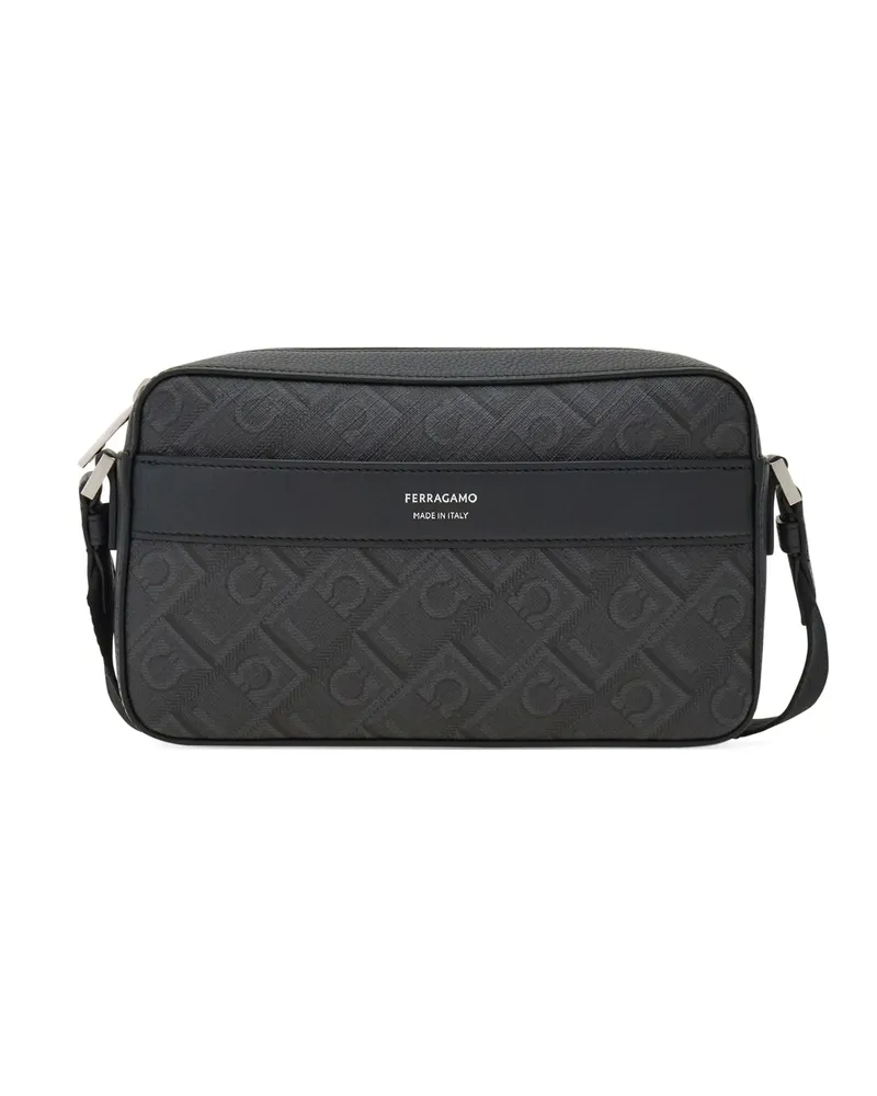 Ferragamo Gancini Monogram Messenger Bag Black