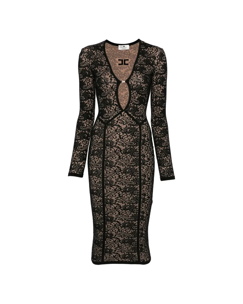 Elisabetta Franchi Long-sleeve Midi Dress Black