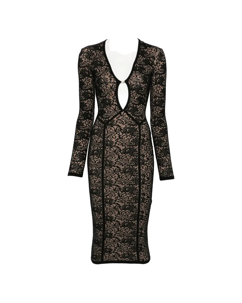 Elisabetta Franchi Lace-patterned Cut-out Midi Dress Black