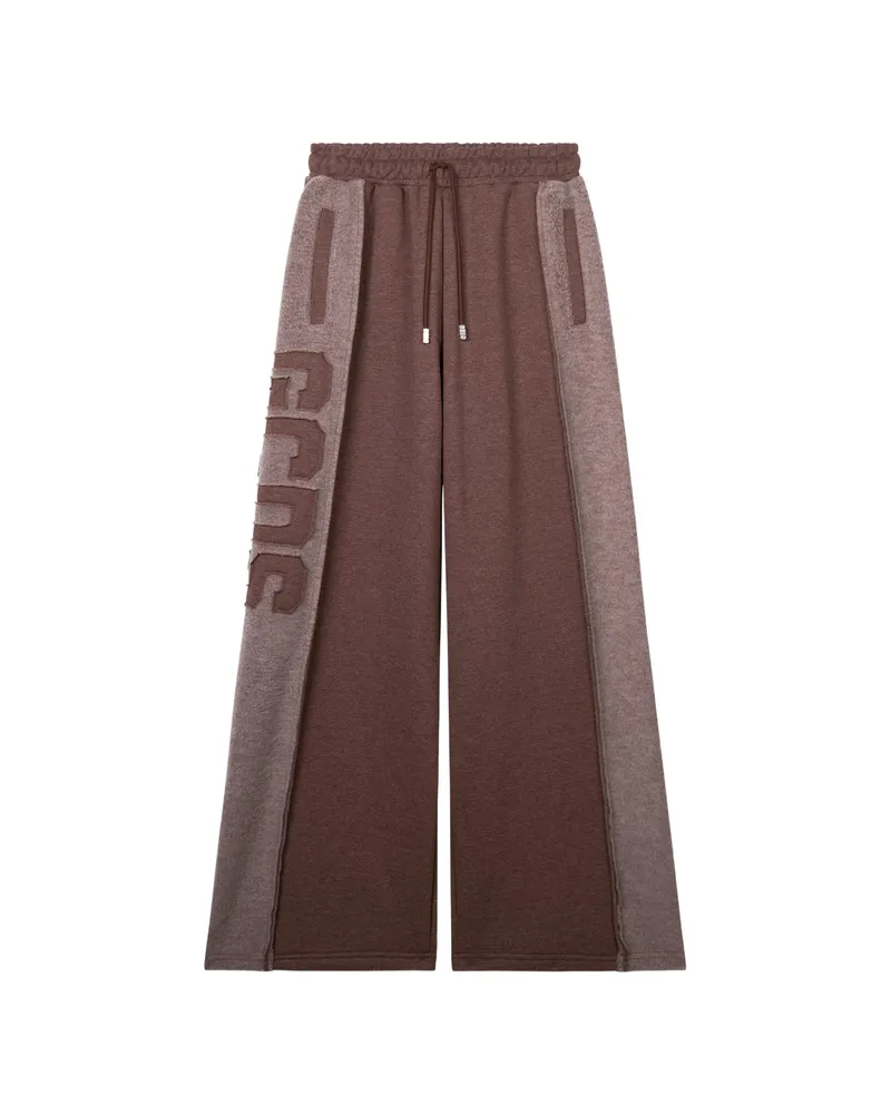 GCDS Logo-patch Wide-leg Track Pants Brown