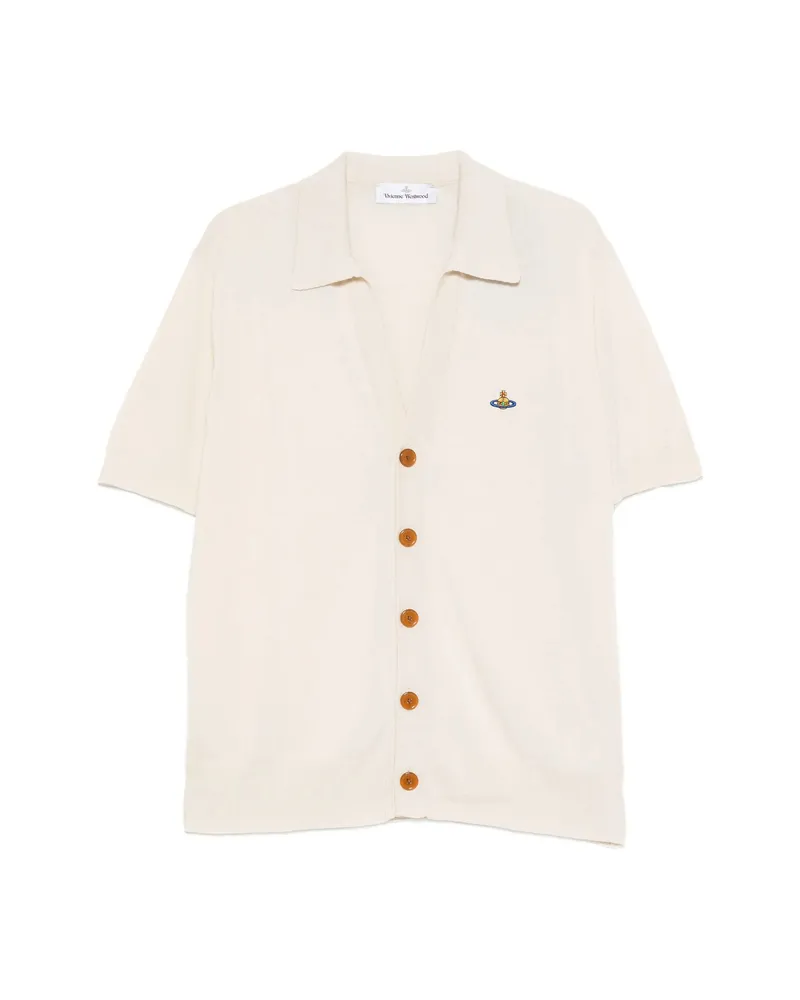 Vivienne Westwood Button-fastening Logo-embroidered Polo Cardigan Neutrals