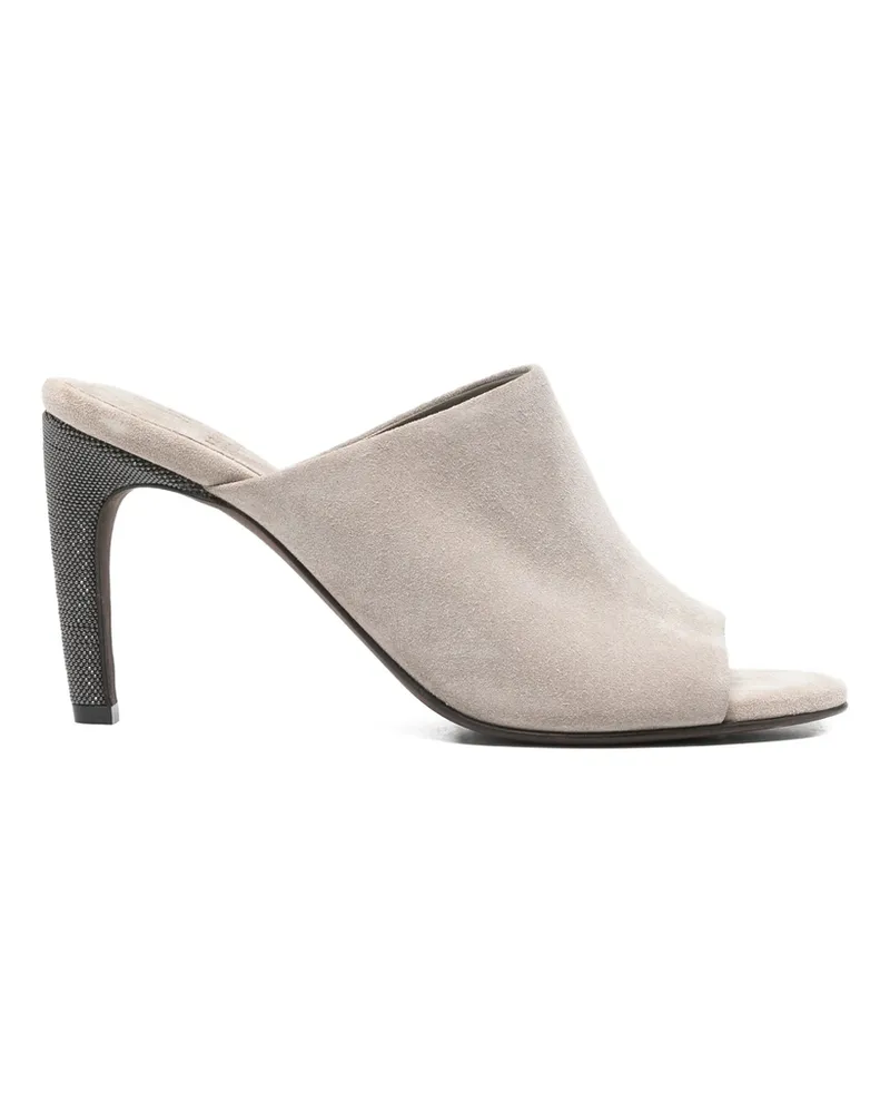 Brunello Cucinelli Peep-toe Heeled Sandals Grey