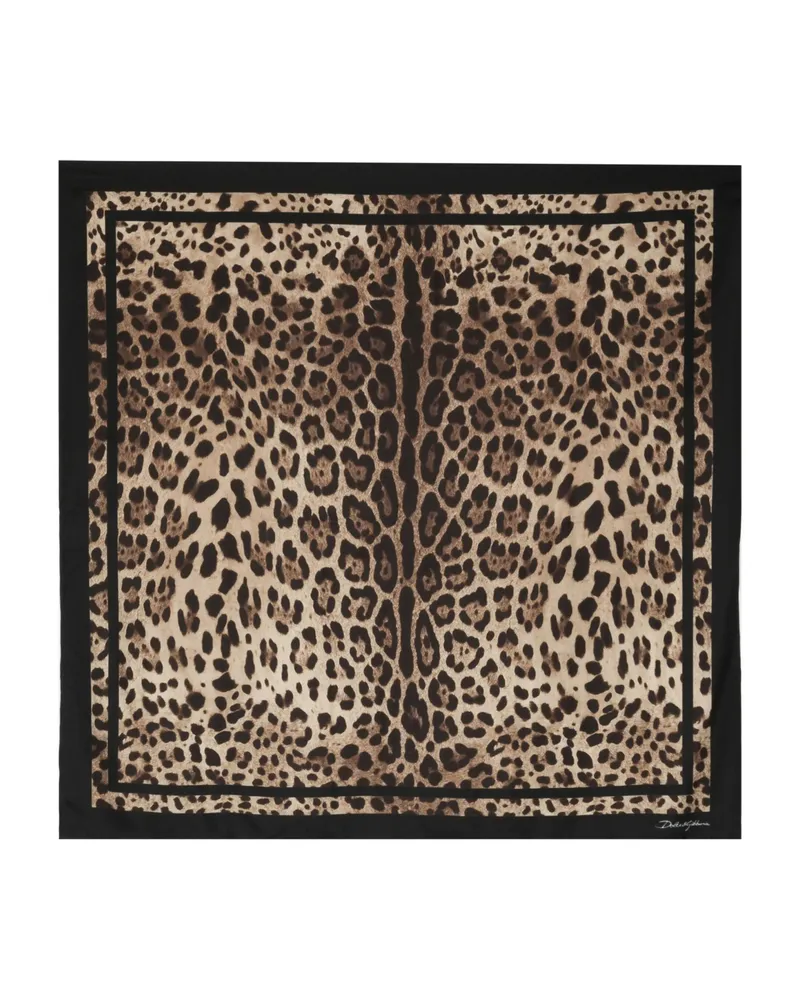 Dolce & Gabbana Leopard-print Silk Scarf Brown