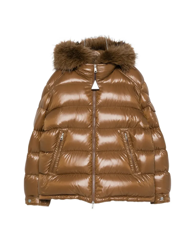 Moncler Faux-fur-trim Quilted Jacket Brown