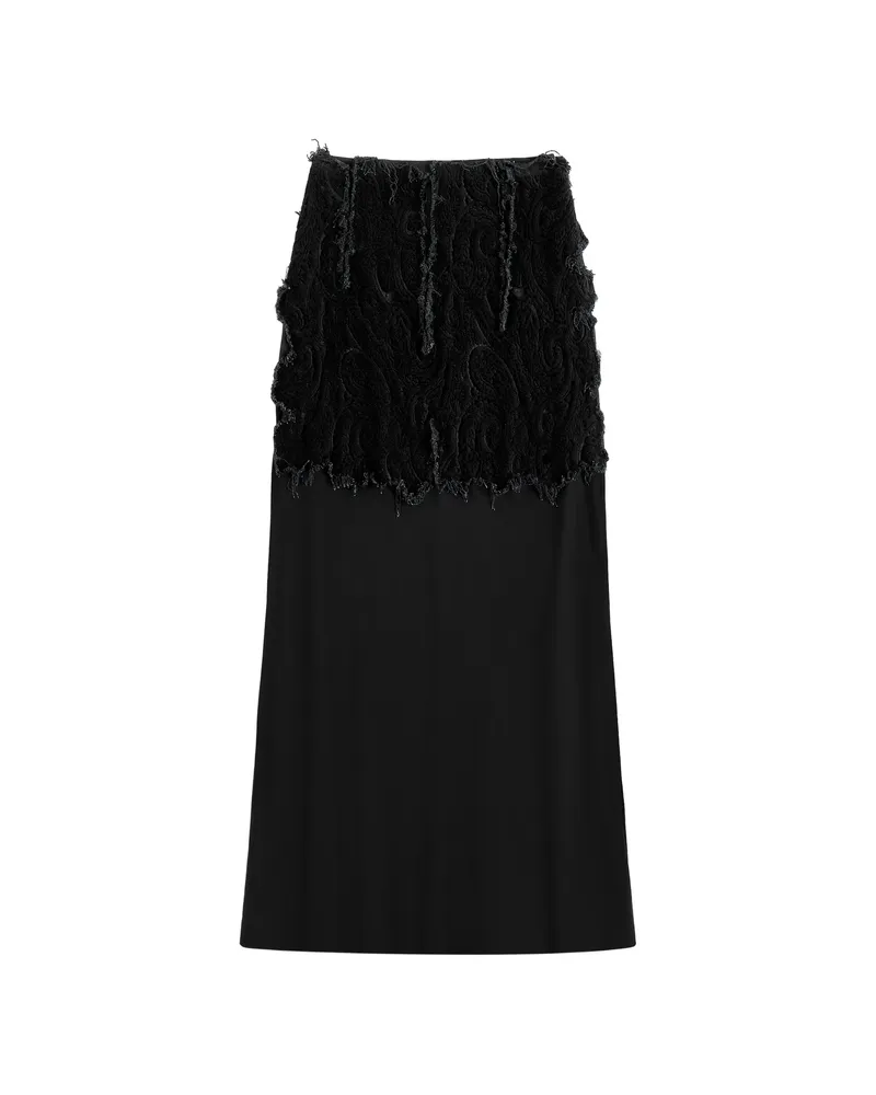 Maison Margiela Velvet-panel Maxi Skirt Black