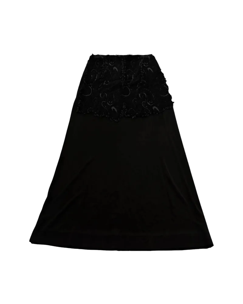 Maison Margiela Lace-overlay Flared Midi Skirt Black
