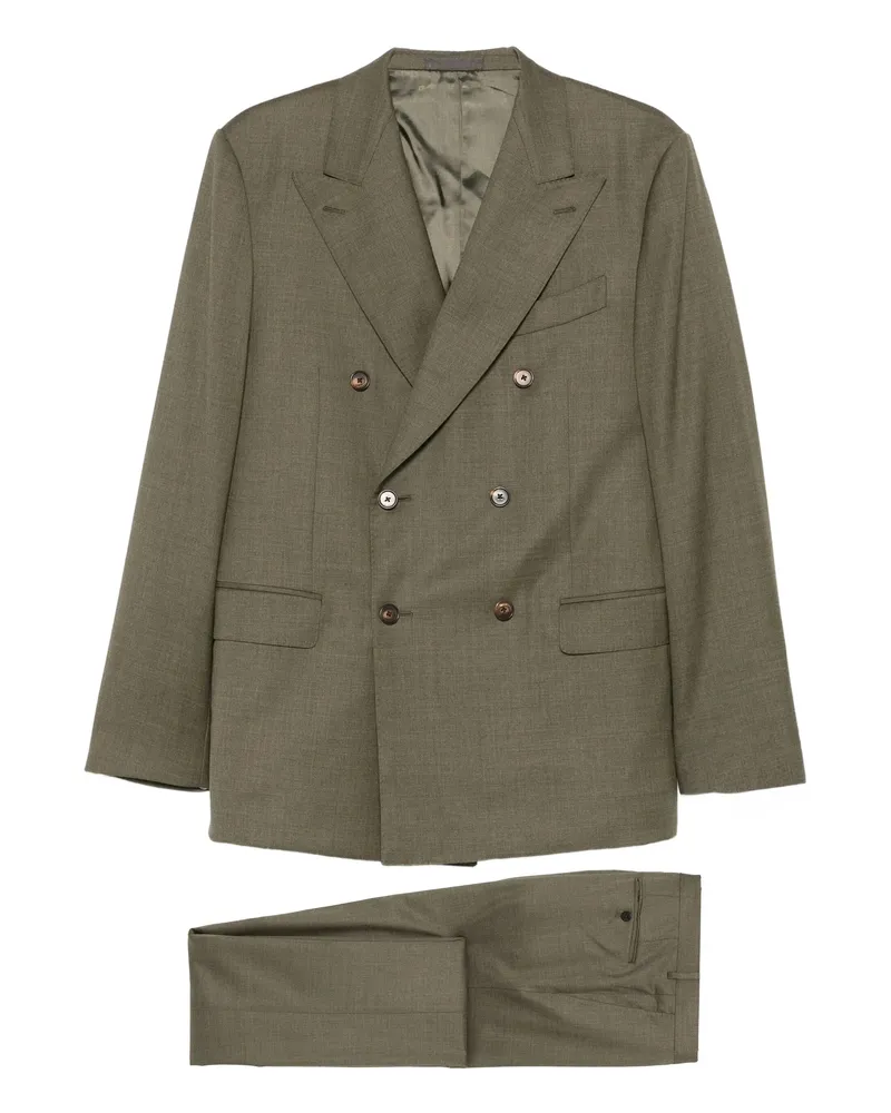 Caruso Double-breasted Suit Green