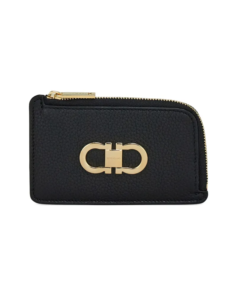 Ferragamo Gancio Zip Credit Card Holder Black