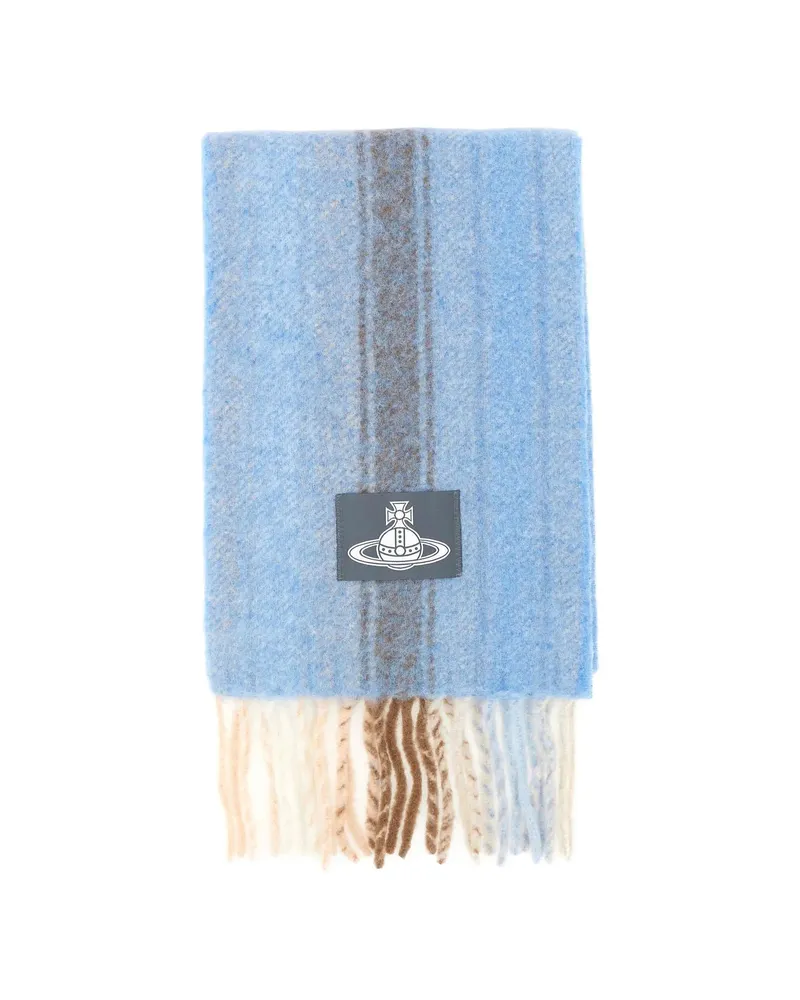 Vivienne Westwood Striped Logo-patch Scarf Blue