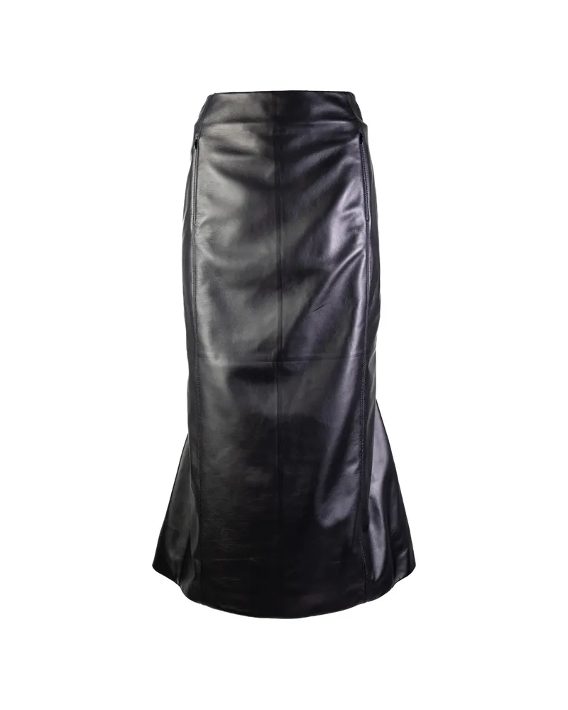 Alaïa Leather Panelled Midi Skirt Black
