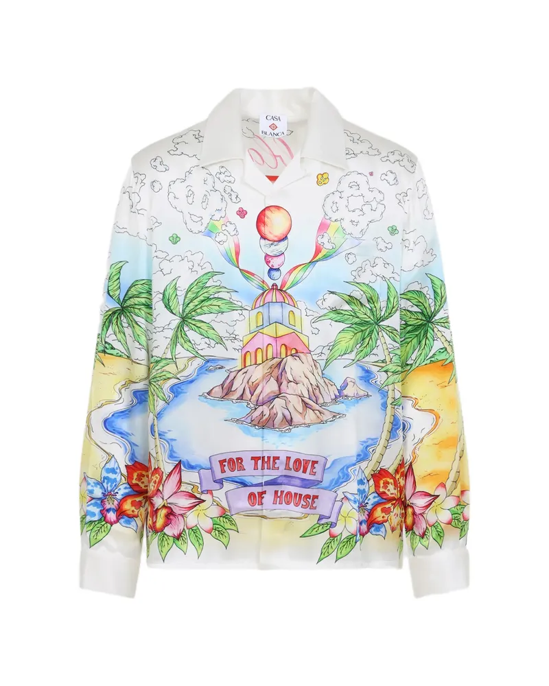 Casablanca Paris Printed Long-sleeve Shirt White