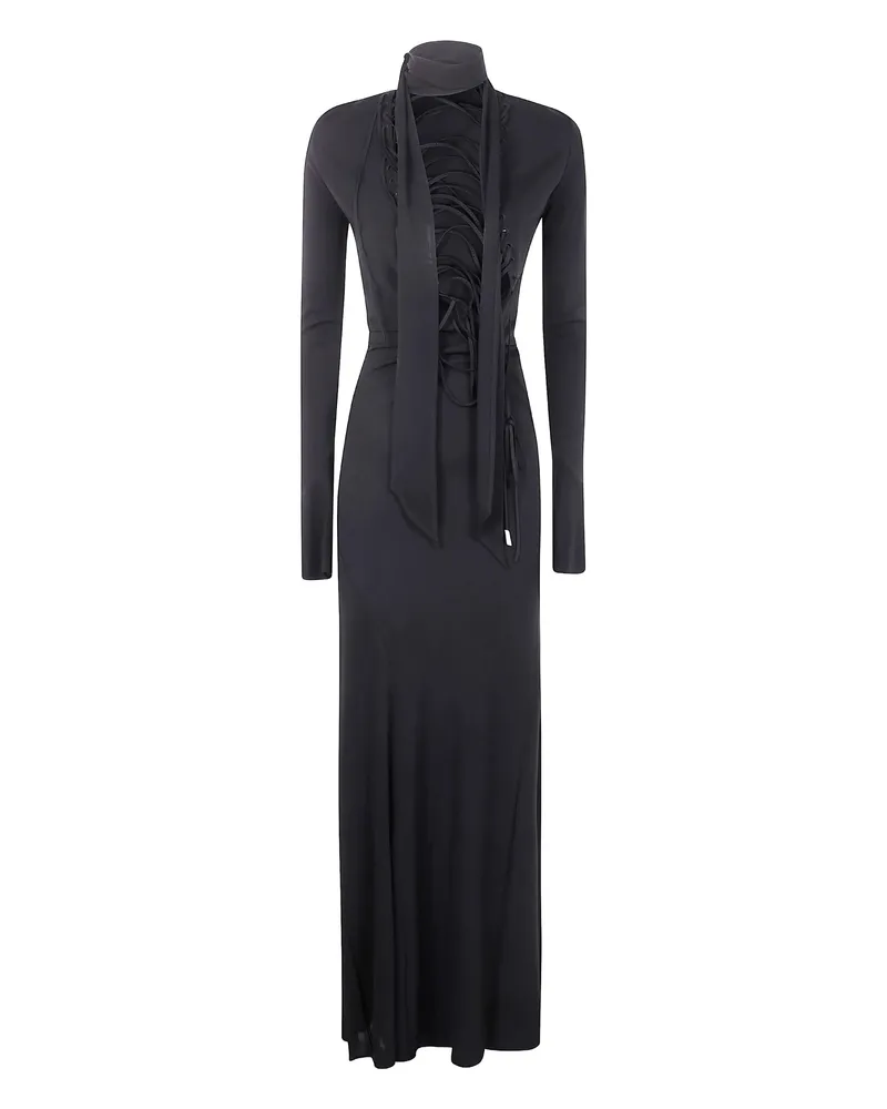 ATTICO Lace-up Long-sleeves Maxi Dress Black
