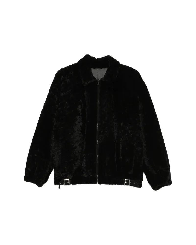 Simonetta Ravizza Strappy Buckle-detail Fur Jacket Black